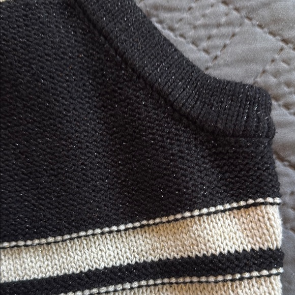 White House Black Market Ribbed Black and Cream Sweater Tank Top - Picture 12 of 12
